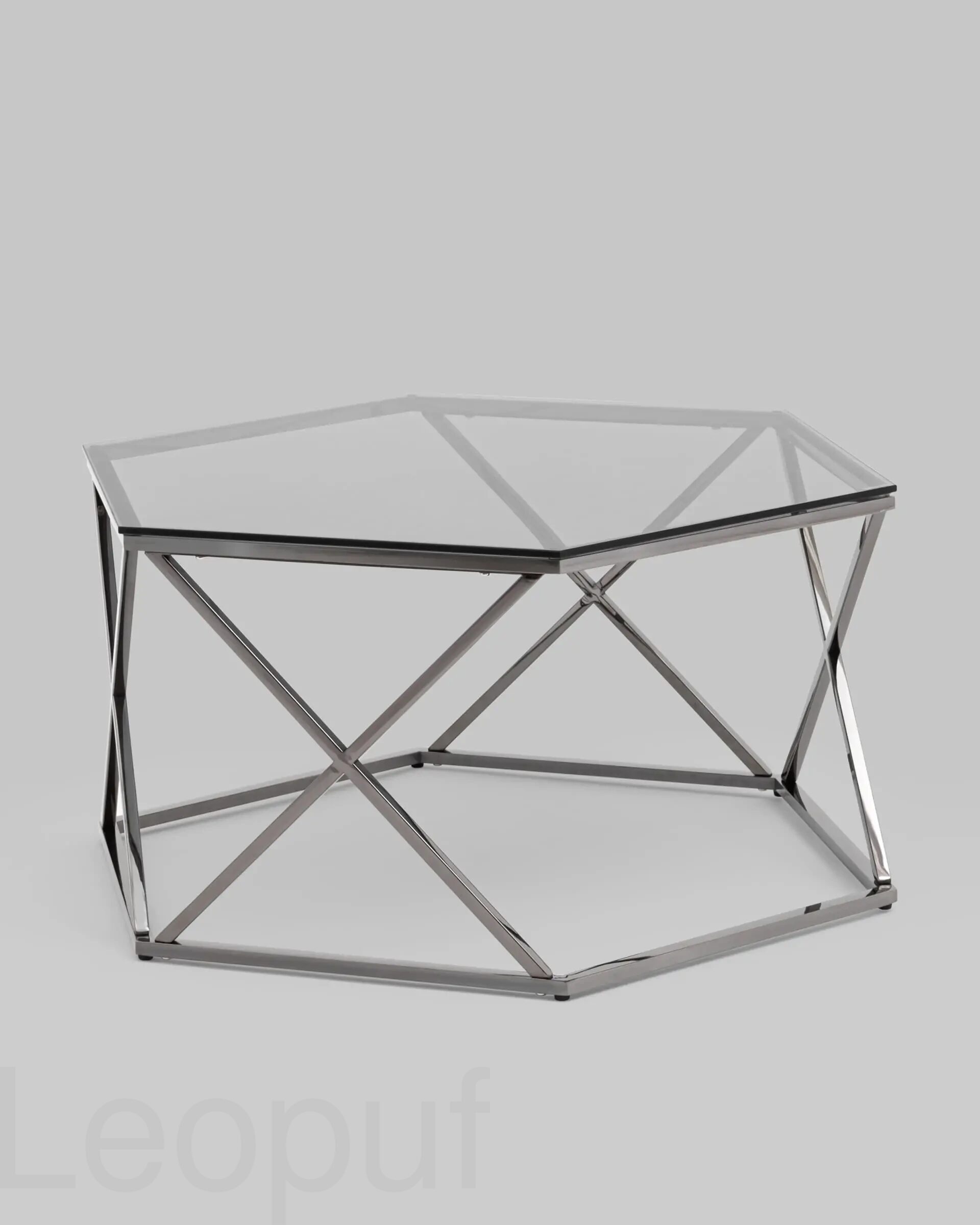 Журнальный столик STOOL GROUP Круз 93*80 Стекло smoke/Сталь темный хром